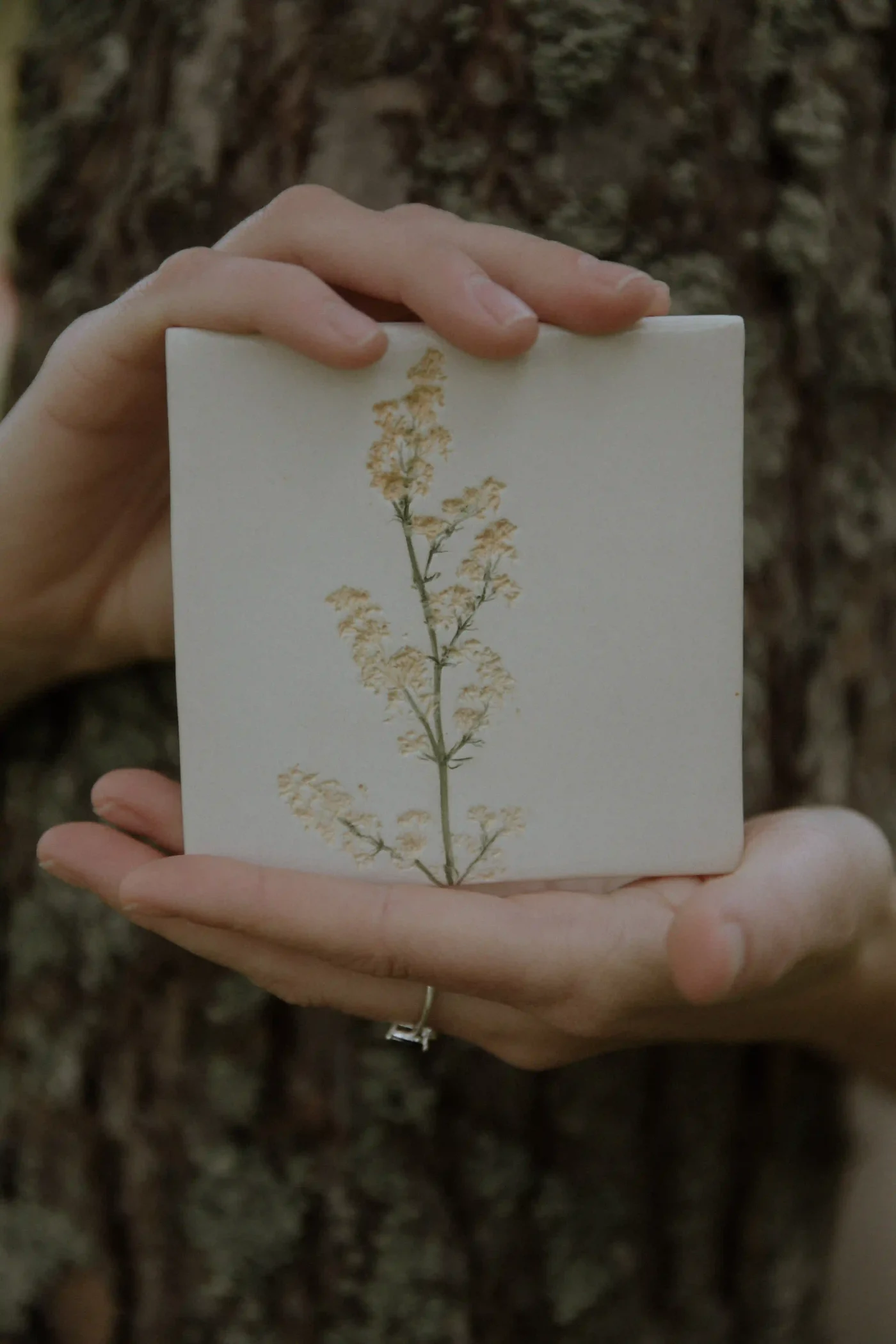 Handmade tiles with flower