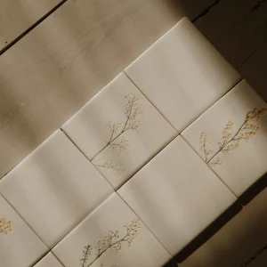Handmade tiles with flowers