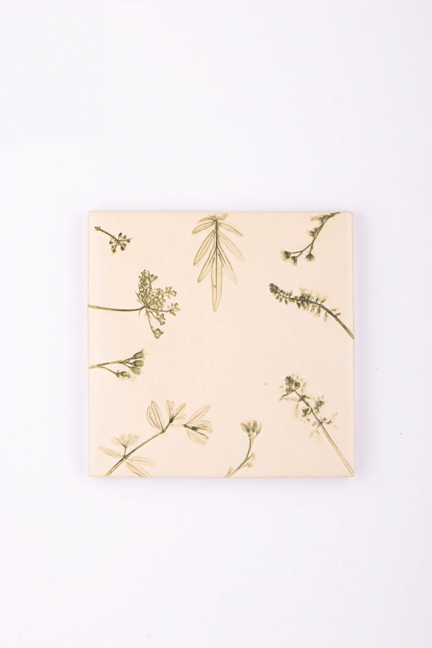 handmade tiles with meadow flowers