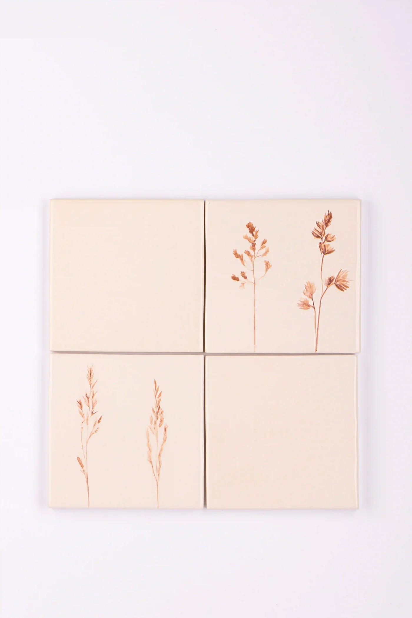 Tiles with brown plants