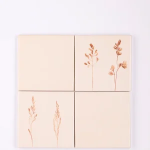 Tiles with brown plants