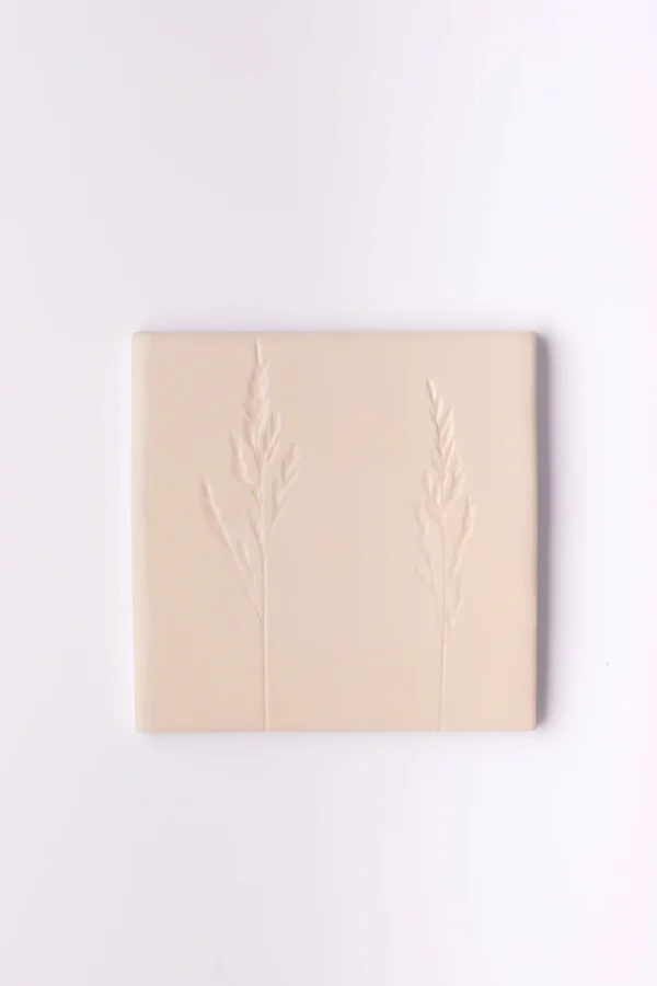 handmade wall tile with grasses