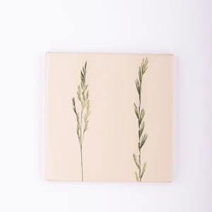White tiles with green flower